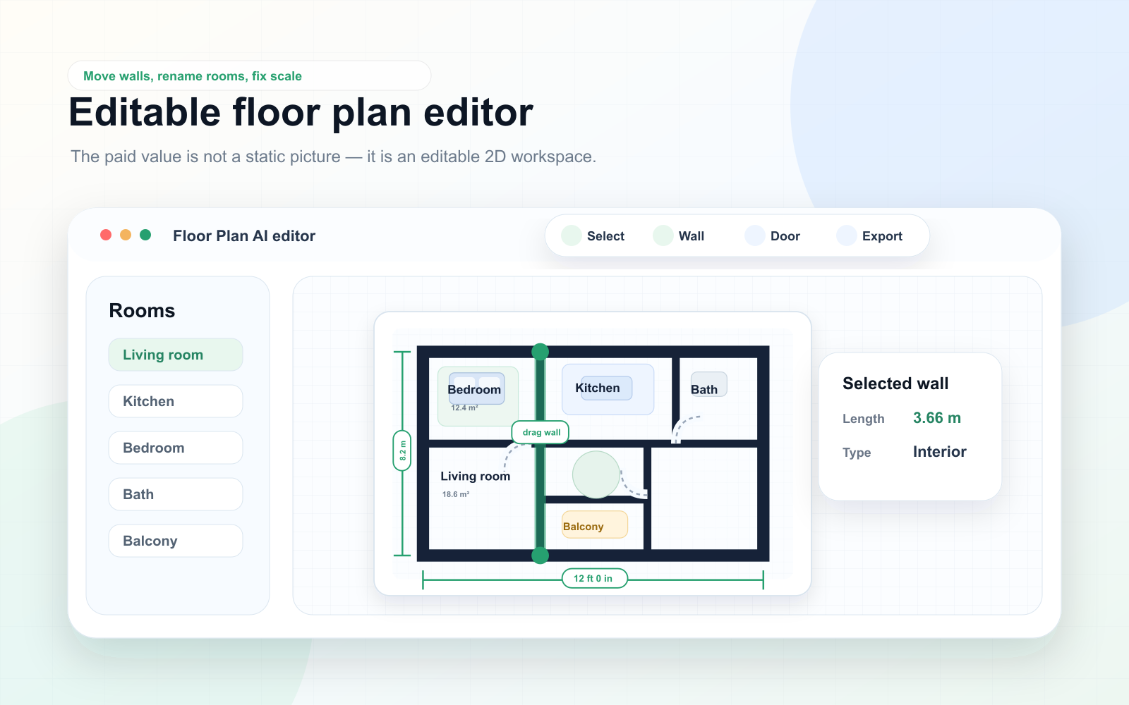 Floor plan creator generated workspace preview