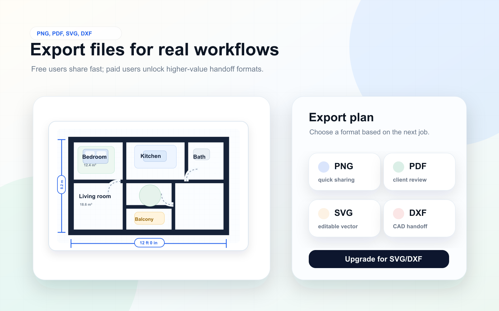 2D floor plan export workspace preview