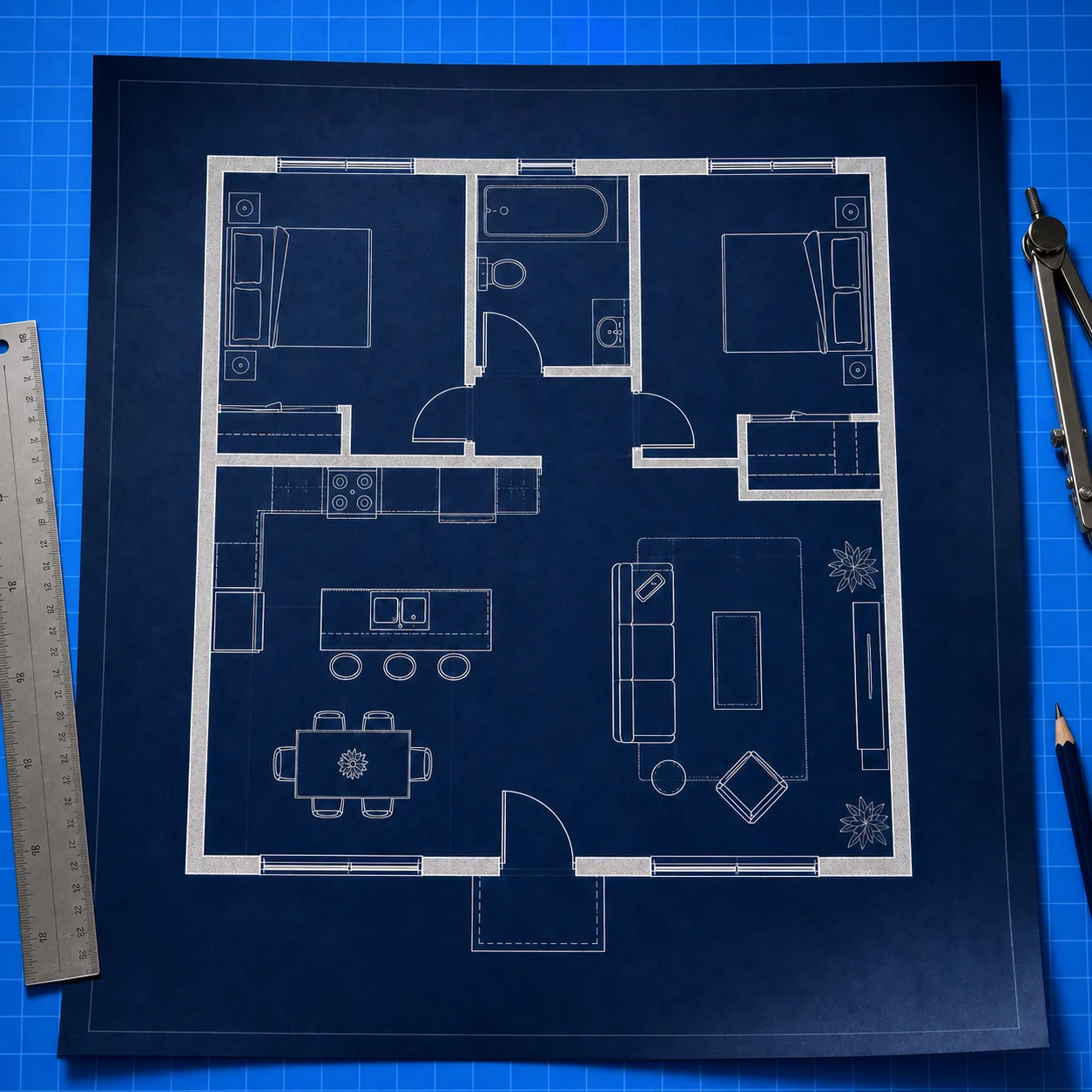 blueprint-style planning image with crisp walls and drafting cues for ai blueprint generator