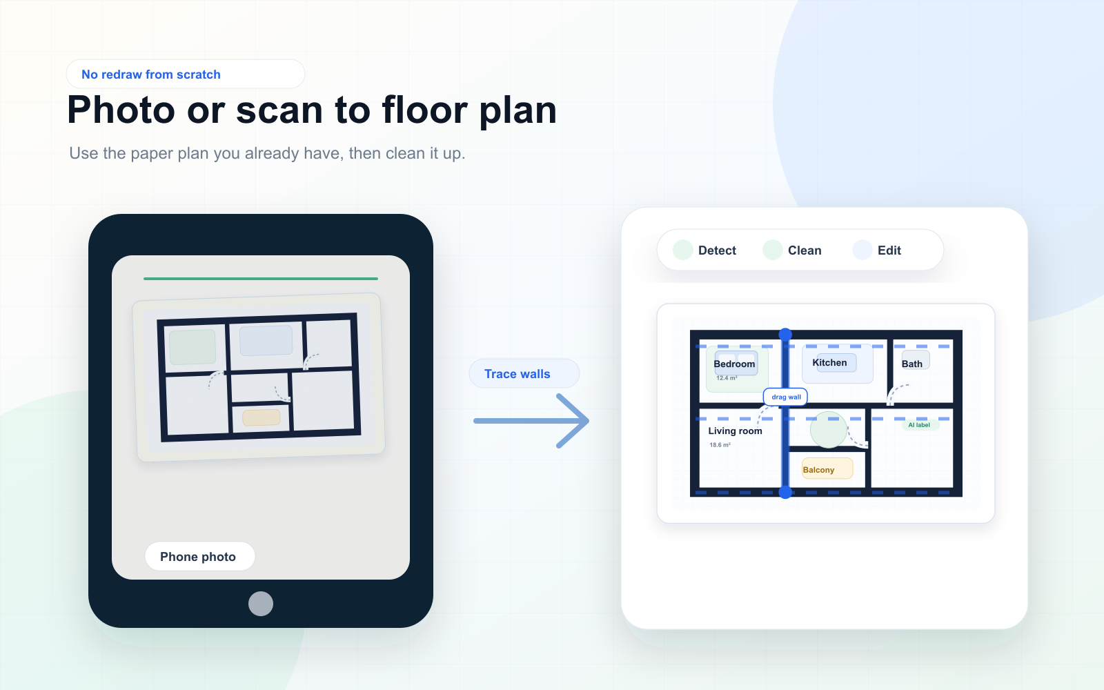 Photo to floor plan workspace preview