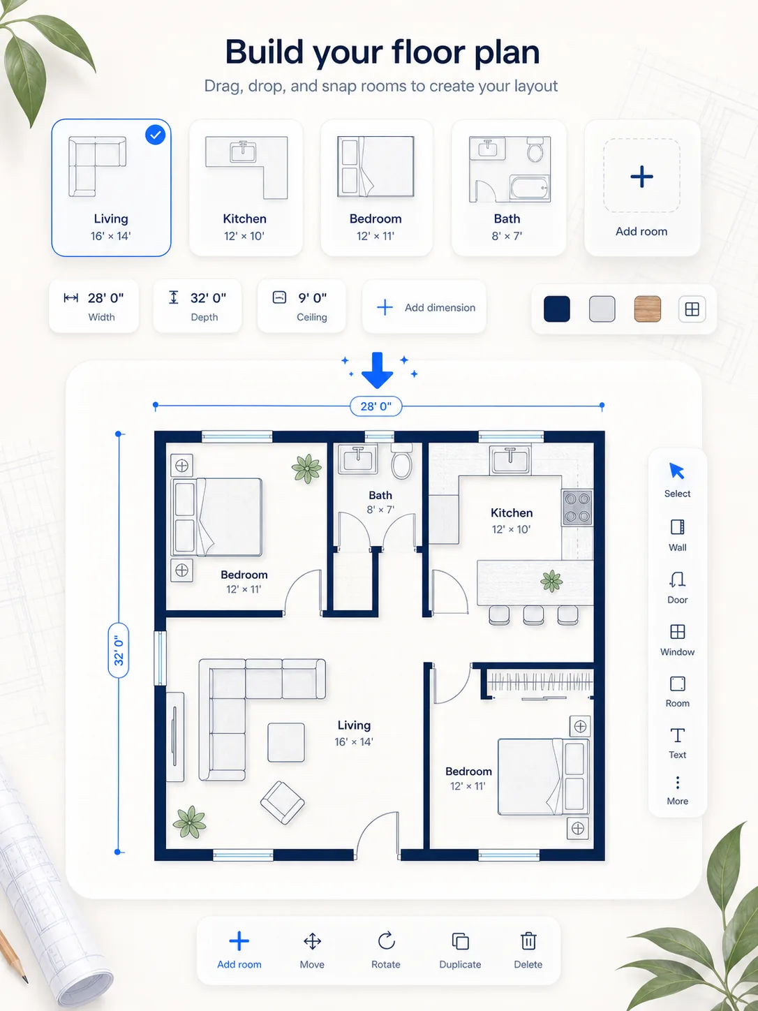 floor plan creator feature image showing modular rooms in a generated plan