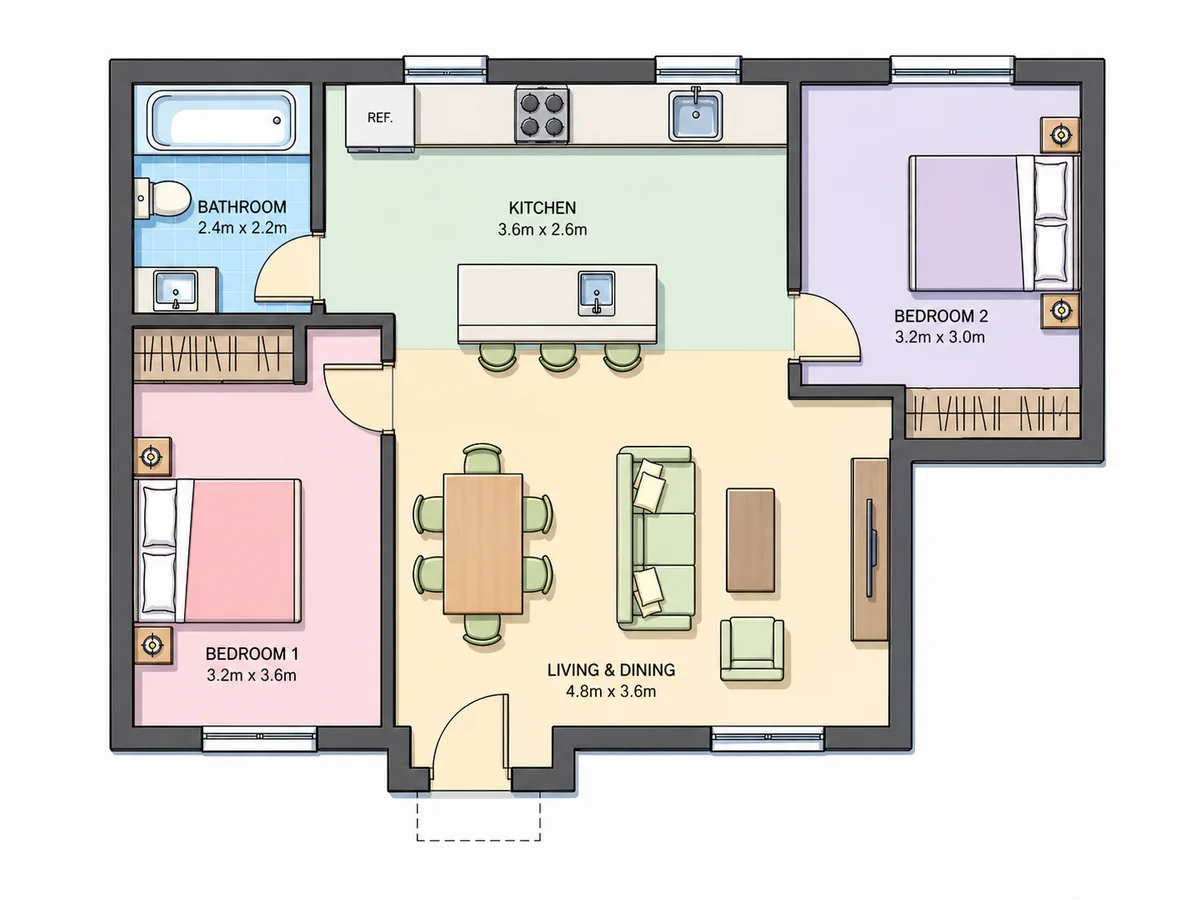 Anime-inspired colored floor plan style preview